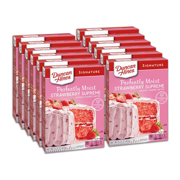 Harina para pastel de Fresa Duncan Hines 12 Piezas