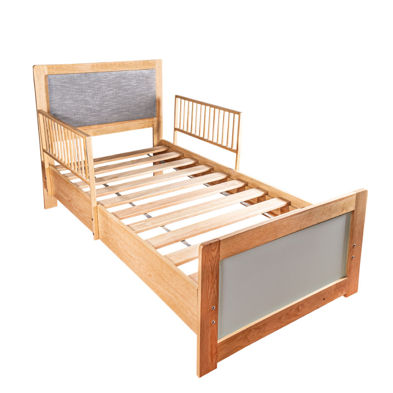 DUDUK Cama de Madera con barandales y cabecera acolchonada - Niños a Jóvenes