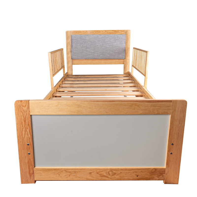 DUDUK Cama de Madera con barandales y cabecera acolchonada - Niños a Jóvenes