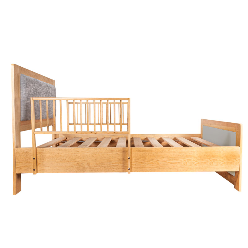 DUDUK Cama de Madera con barandales y cabecera acolchonada - Niños a Jóvenes