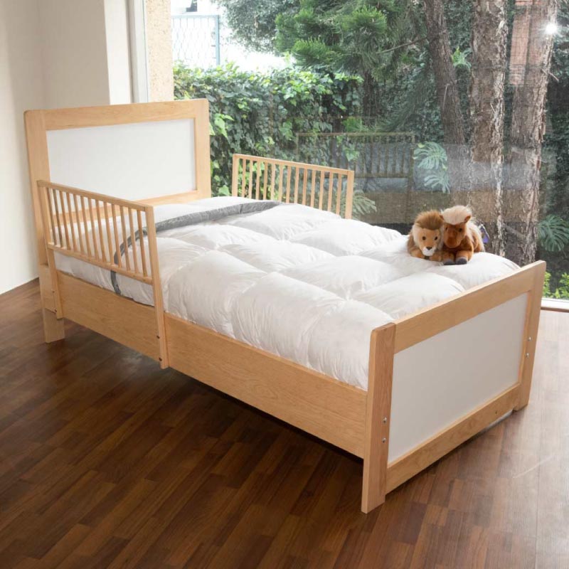 DUDUK Cama de Madera con barandales para niños - Individual
