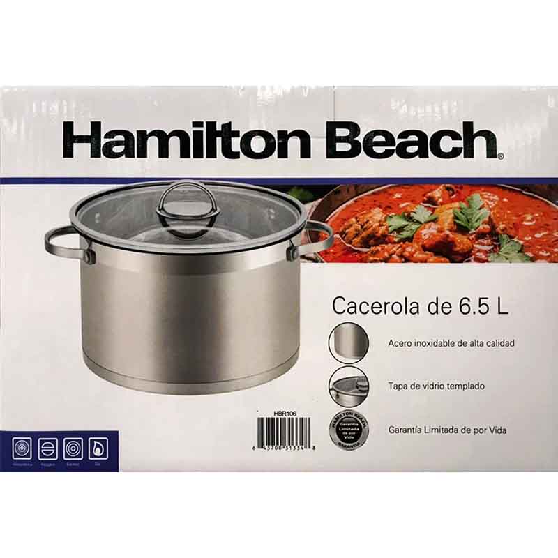 Olla Cacerola de  6 L Acero Inoxidable Hamilton Beach con Tapa Cristal