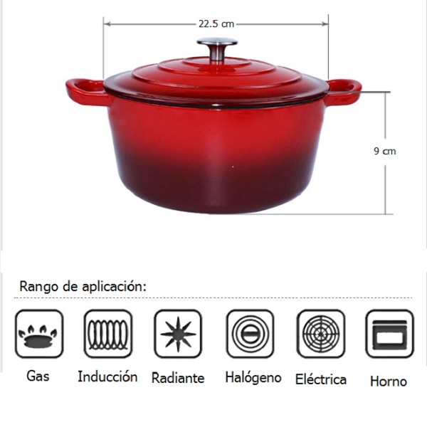 Horno Holandes Ovalado 22.5 cm (dutch Oven), Olla De Hierro Fundido Vencort