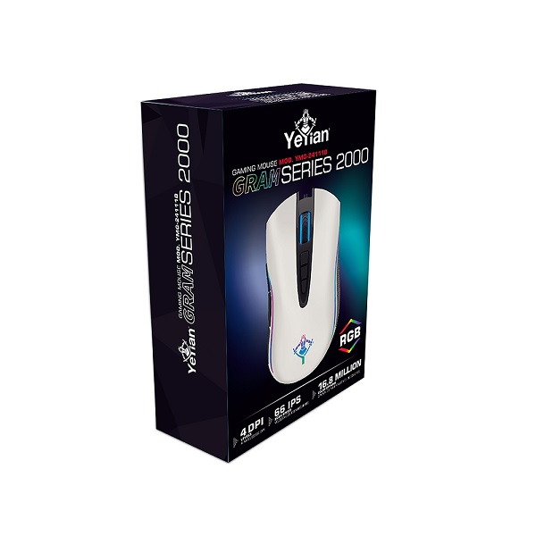 Mouse Gamer Yeyian Gram Series 2000, Blanco, 10K DPI. 66IPS, 1MS