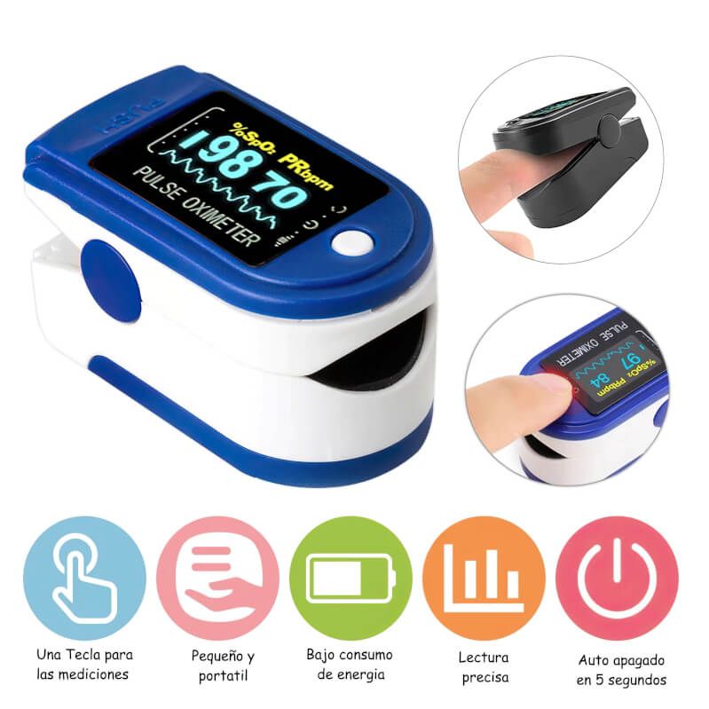 Oxímetro de pulso portátil pantalla OLED (Azul) Hospitalario, Hogar y Deportivo