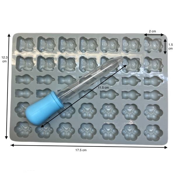 Molde De Silicona Silicon Chocolates Gomitas Mascota Gotero GRIS