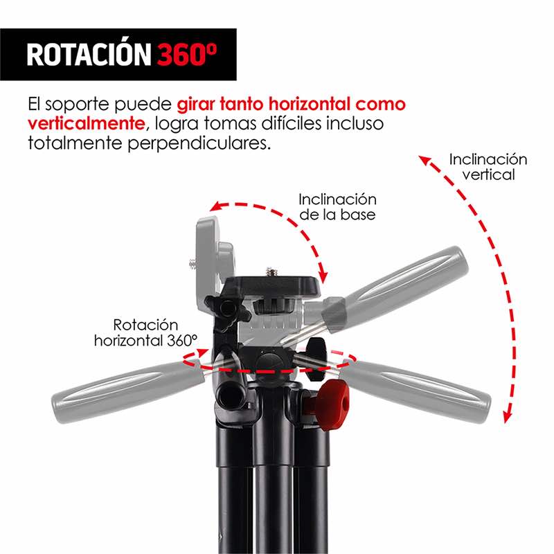 Tripié Para Cámara Profesional 360 Portátil 135 cm Redlemon