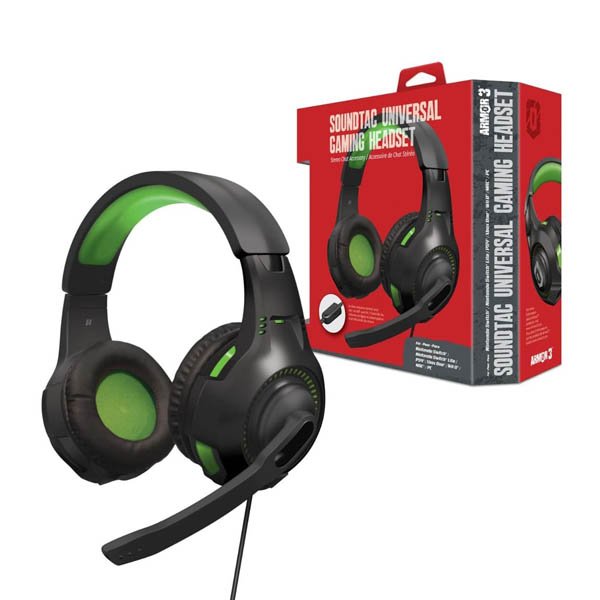Audífonos universales "Soundtac" Verdes para videojuegos Armor3 Para Switch/PS4/Xbox One/Wii U/Xbox 360/Mac/PC