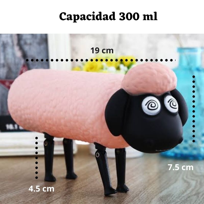 Termo Botella de Vidrio Diseño Oveja Borrego, LBP, 300ml(10oz) -Rosa