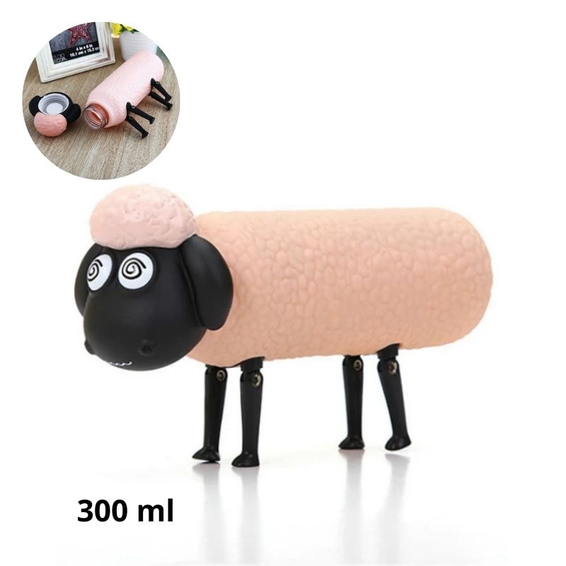 Termo Botella de Vidrio Diseño Oveja Borrego, LBP, 300ml(10oz) -Rosa