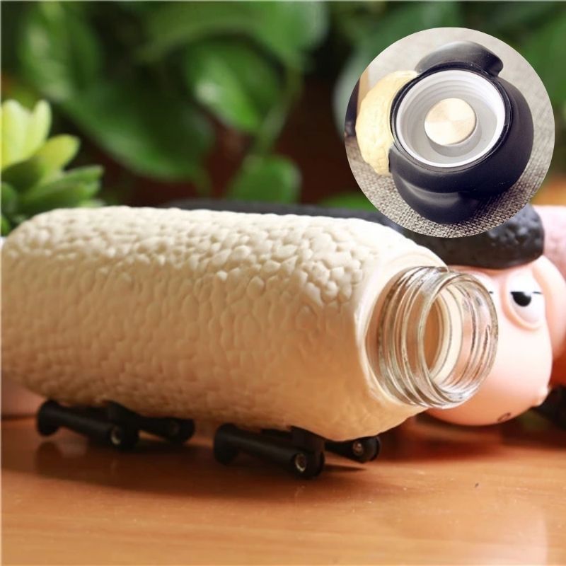 Termo Botella de Vidrio Diseño Oveja Borrego, LBP, 300ml(10oz) -Rosa