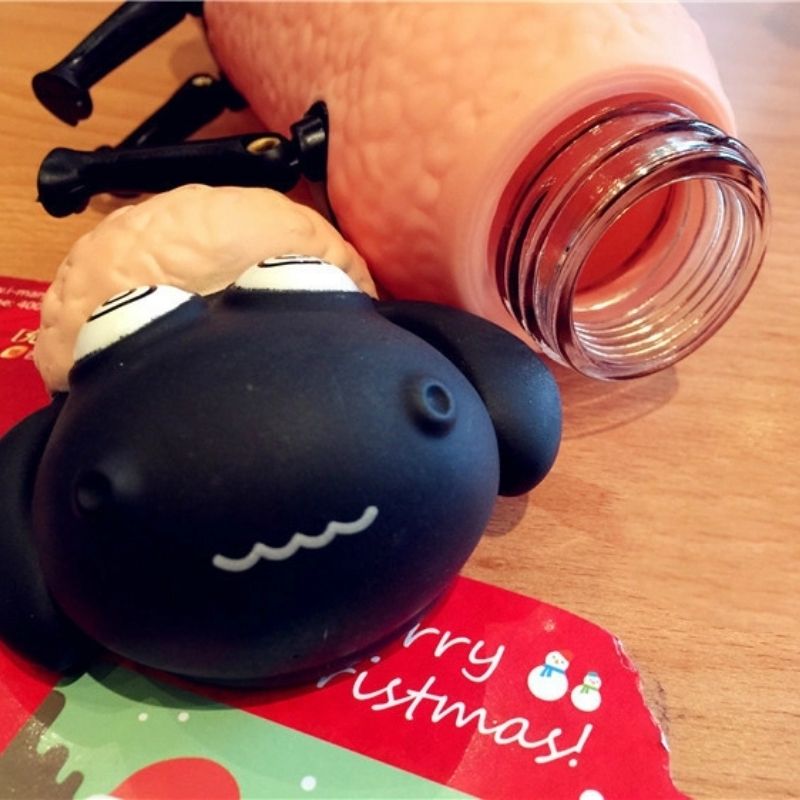 Termo Botella de Vidrio Diseño Oveja Borrego, LBP, 300ml(10oz) -Rosa