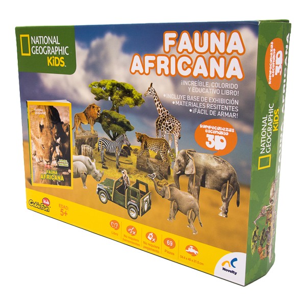 Libro de Actividades con Rompecabezas 3D NatGeo Kids Fauna Africana
