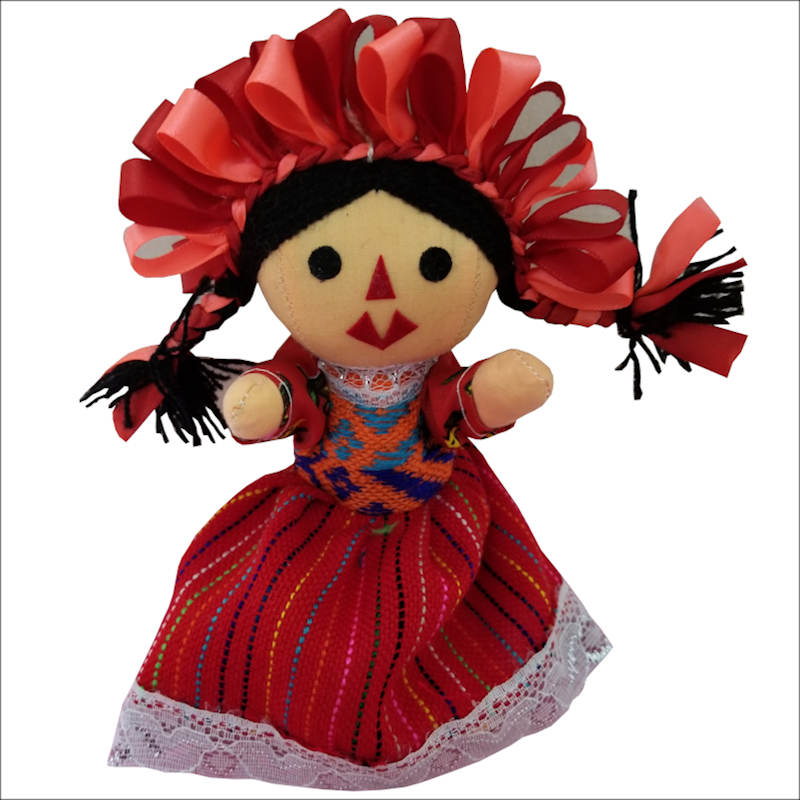 Muñeca Artesanal María Lele Otomí 19cm Con Listones Colores