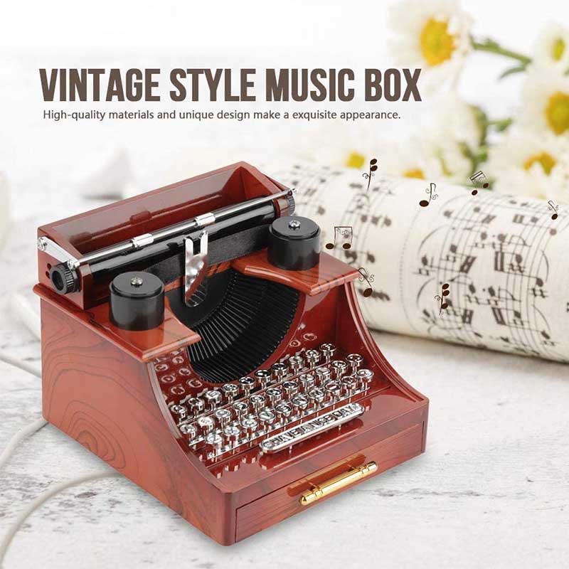 Caja de Música de Máquina de Escribir Retro, Decoración, Regalo, Regalo de Cumpleaños, Regalo de Aniversario, Decoraciones para Hogar, Tienda de Ropa, Estilo Retro