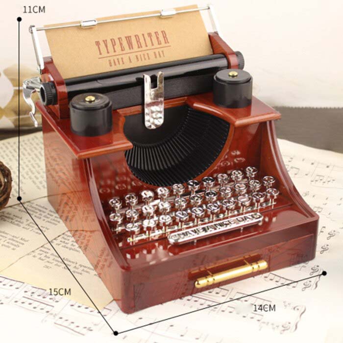 Caja de Música de Máquina de Escribir Retro, Decoración, Regalo, Regalo de Cumpleaños, Regalo de Aniversario, Decoraciones para Hogar, Tienda de Ropa, Estilo Retro