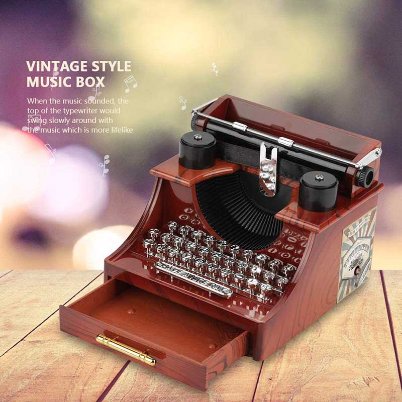 Caja de Música de Máquina de Escribir Retro, Decoración, Regalo, Regalo de Cumpleaños, Regalo de Aniversario, Decoraciones para Hogar, Tienda de Ropa, Estilo Retro