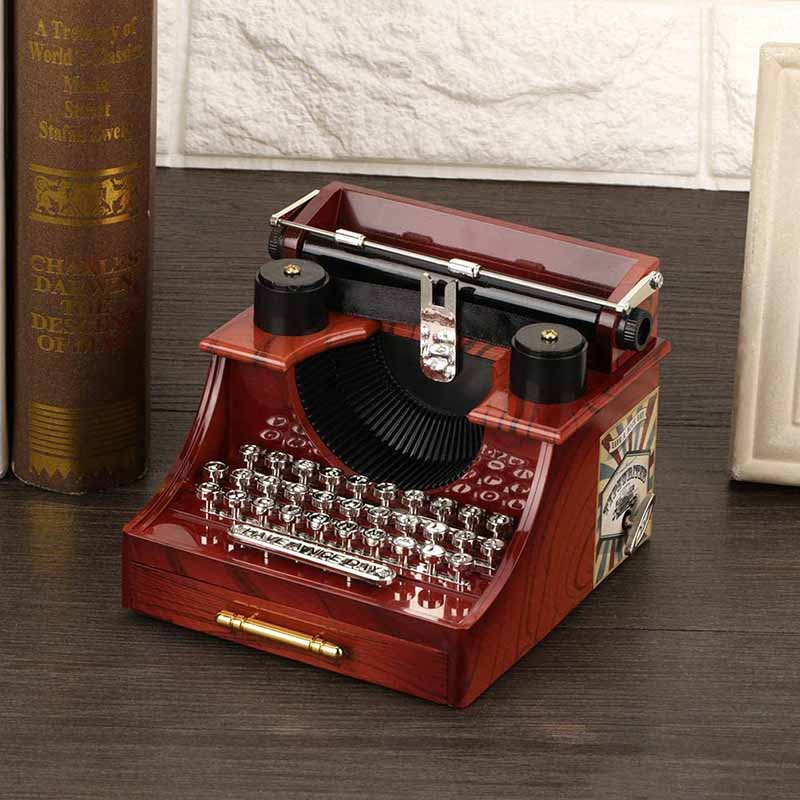 Caja de Música de Máquina de Escribir Retro, Decoración, Regalo, Regalo de Cumpleaños, Regalo de Aniversario, Decoraciones para Hogar, Tienda de Ropa, Estilo Retro