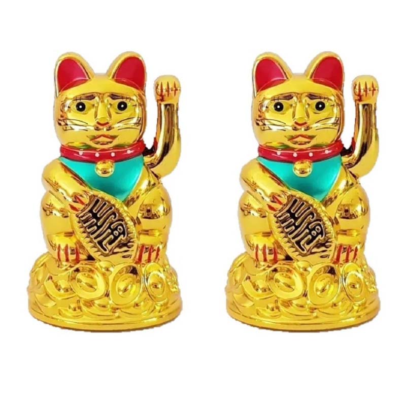 Gato De La Suerte O Fortuna-11 Cm Alto(2 Piezas)