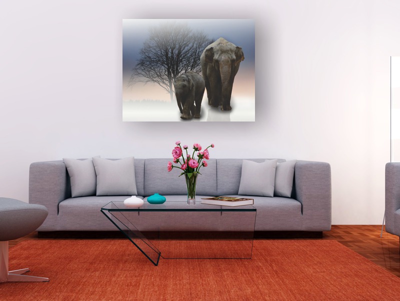 Cuadro Decorativo Canvas Elefantes.