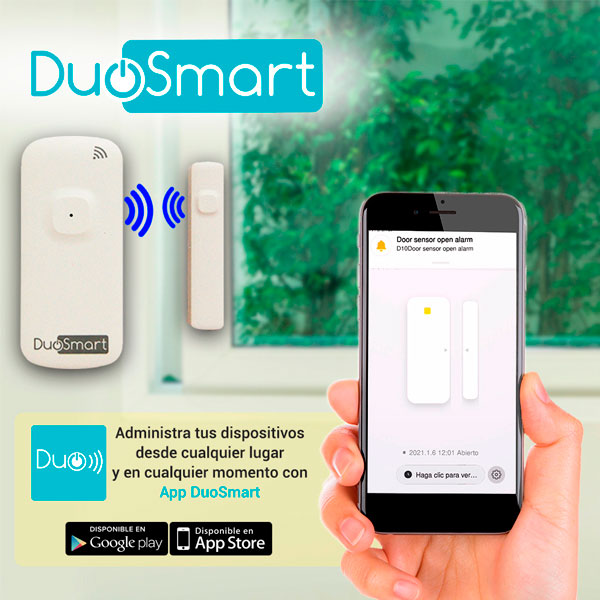 Sensor Magnetico Wifi Standalone D10 Duosmart Notificación de Apertura y Cierre de Puertas y Ventanas