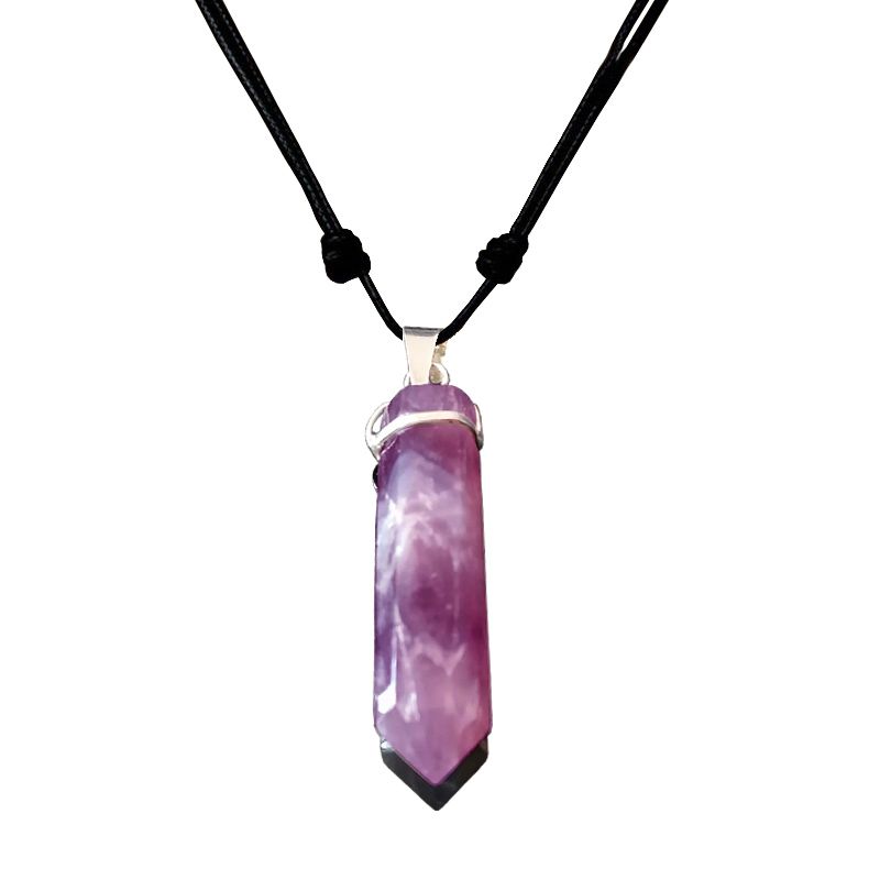 Collar Con Dije De Cuarzo Amatista Natural Tetihuacán