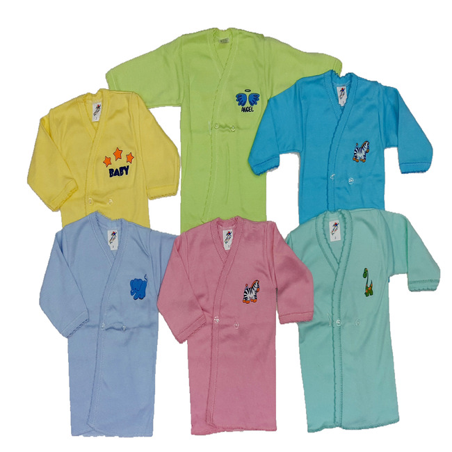 Set de 4 camisas cruzadas con botón color pastel para bebé