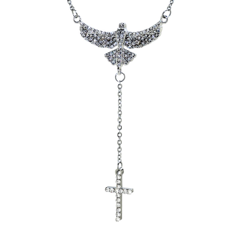 Collar con espíritu santo y cruz con piedras