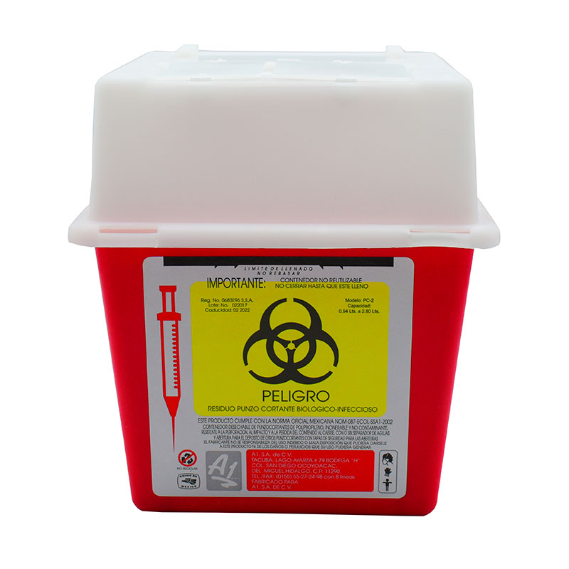 Bote Residuos Biológicos Punzocortantes Infeccioso 2 Litros