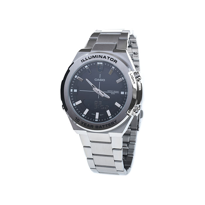 Reloj Casio Hombre Plata Hora Casual Munidal 50mm