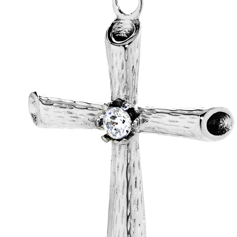 Dije Acero NK cruz de diseño tronco con piedra 