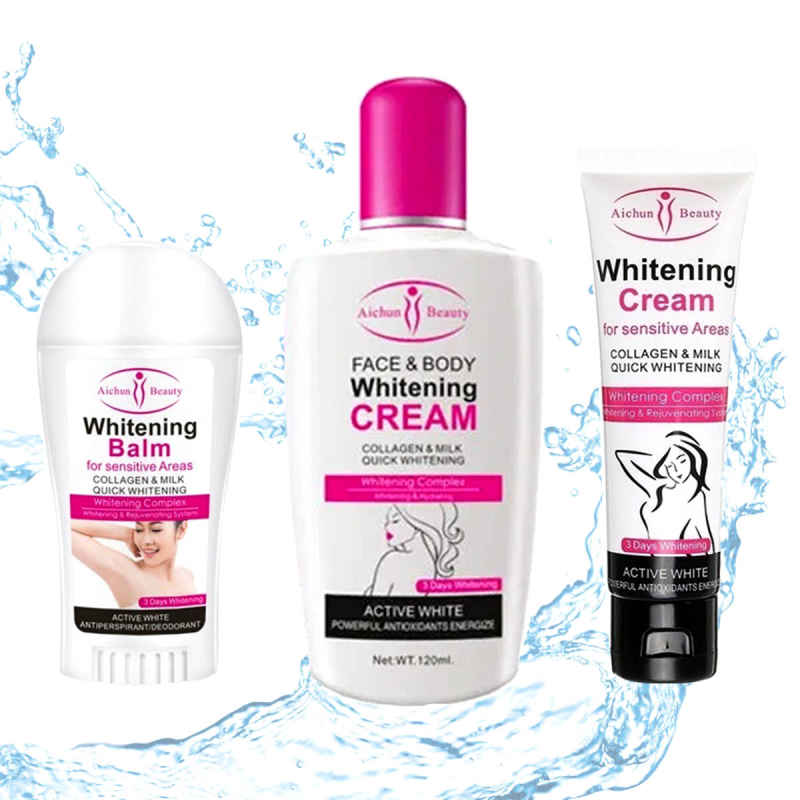Kit Aclara Crema Blanqueadora Desodorante Crema Corporal 3pz