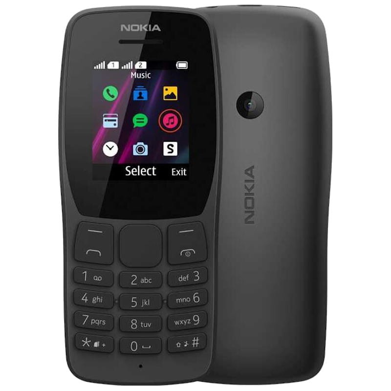 Teléfono Nokia 110, Solo SIM 2G, Desbloqueado Dual SIM, 1.7", Color Negro