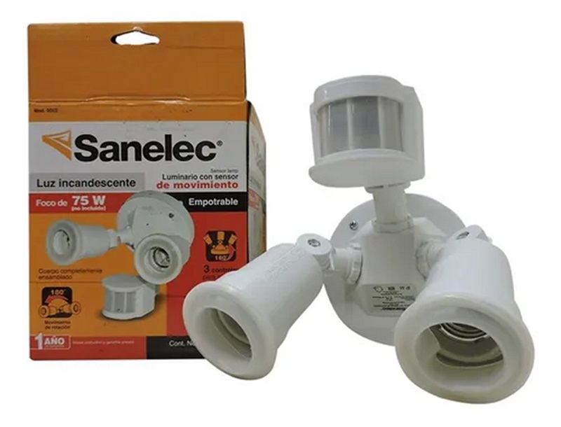 Doble Portalámpara Sensor De Movimiento Focos Sanelec