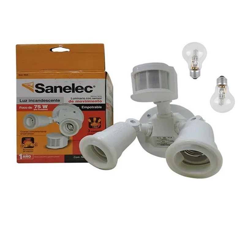Doble Portalámpara Sensor De Movimiento Focos Sanelec