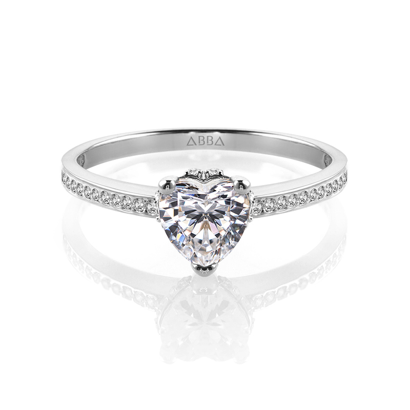 ANILLO DE COMPROMISO CORAZÓN PAVÉ SWAROVSKI ORO 14K ABBA JOYAS