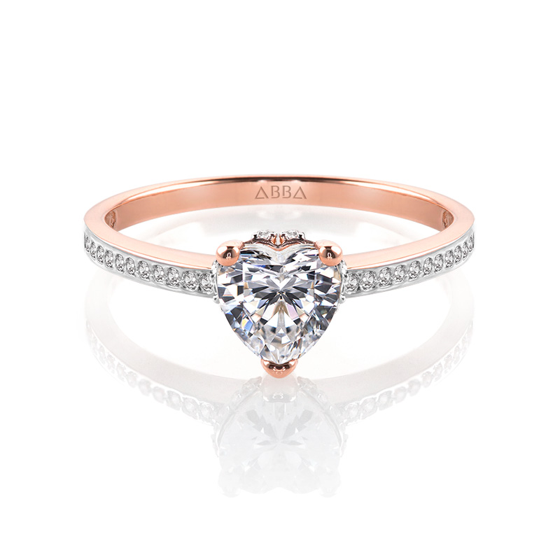 ANILLO DE COMPROMISO CORAZÓN PAVÉ SWAROVSKI ORO 14K ABBA JOYAS