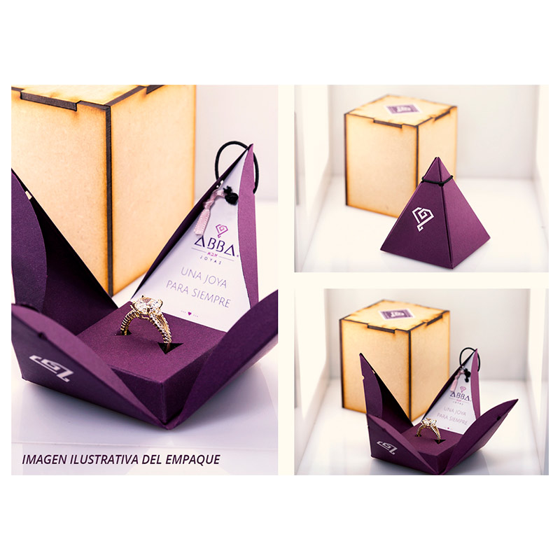 ANILLO DE COMPROMISO CORAZÓN PAVÉ SWAROVSKI ORO 14K ABBA JOYAS