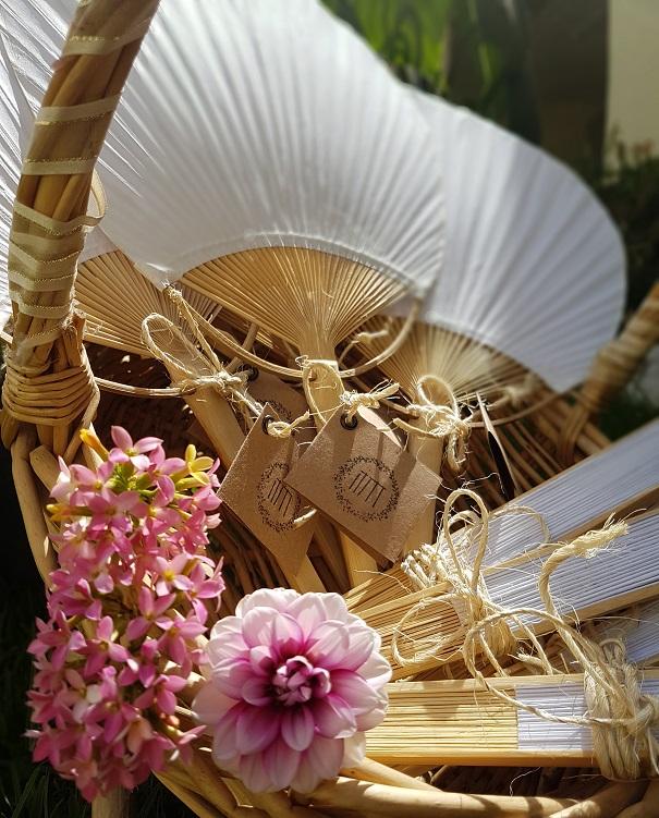 40 Abanicos Blancos Redondos Papel Bambu Pai Pai Boda Padel