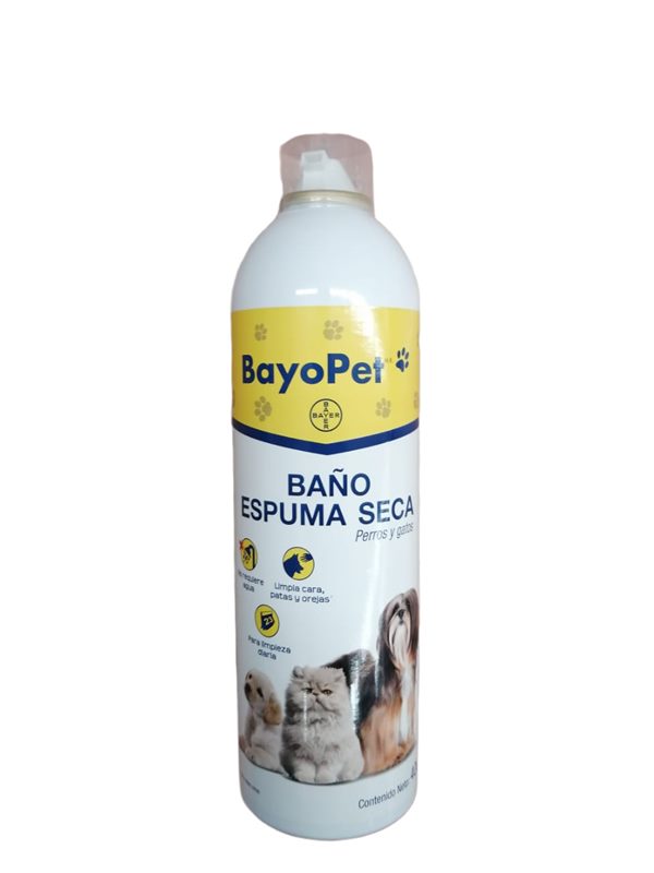 Espuma jabón Shampoo Seca Bayer BayoPet para Perros y Gatos 400 ml