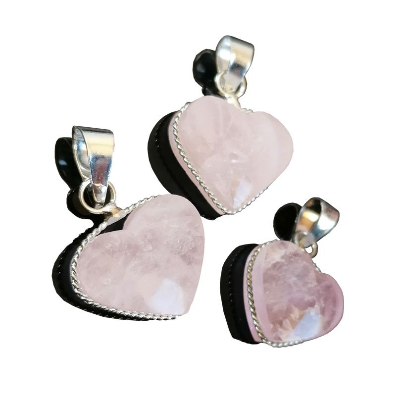 Dije Corazón Cuarzo Rosa Energía De Teotihuacán