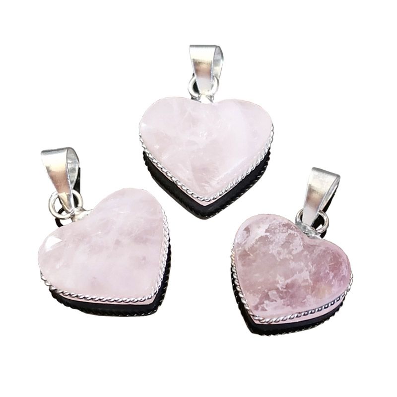 Dije Corazón Cuarzo Rosa Energía De Teotihuacán