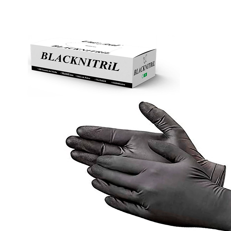 Guantes De Nitrilo Negro Desechables 100pz Medianos