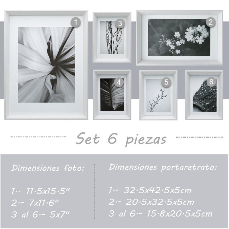 Set 6pz Portaretrato Madera Pared Marco Multiples Sq-6-p