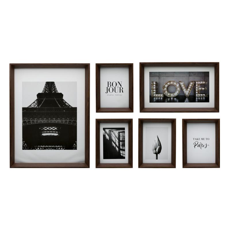 Set 6pz Portaretrato Madera Pared Marco Multiples Sq-6-p