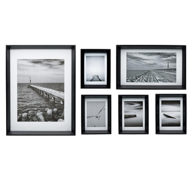 Set 6pz Portaretrato Madera Pared Marco Multiples Sq-6-p