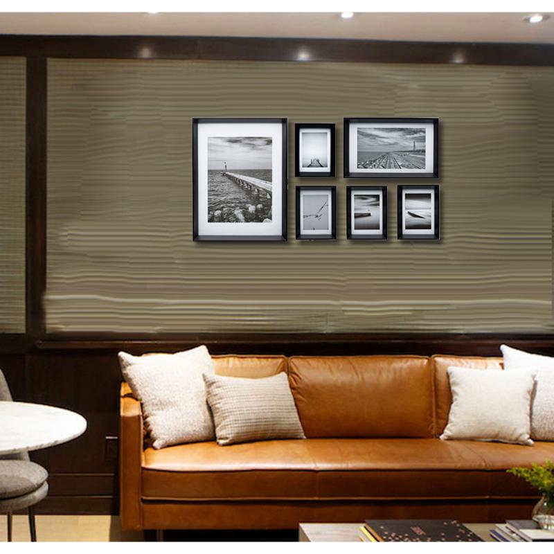 Set 6pz Portaretrato Madera Pared Marco Multiples Sq-6-p