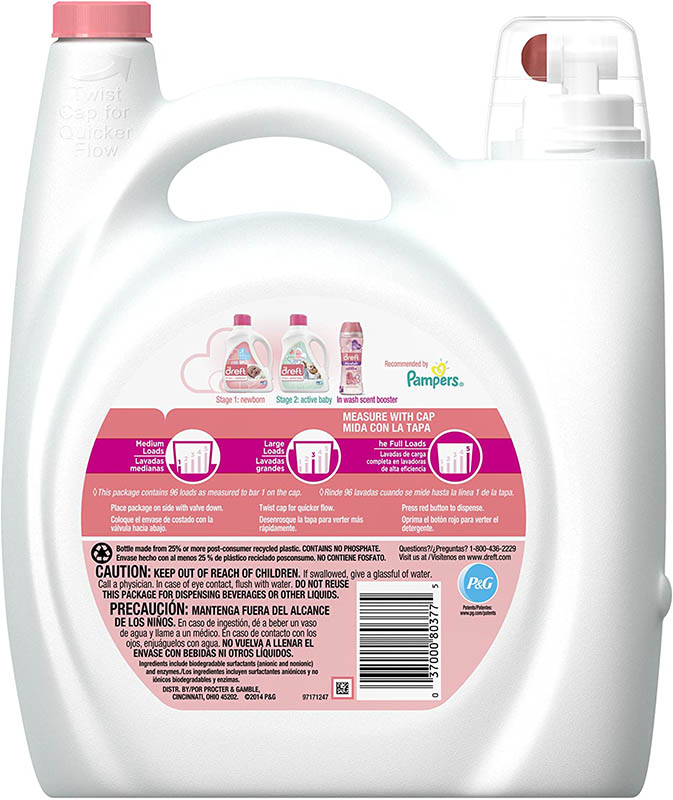 Detergente Liquido Para Ropa De Bebe Dreft 4.43l,96 Cargas