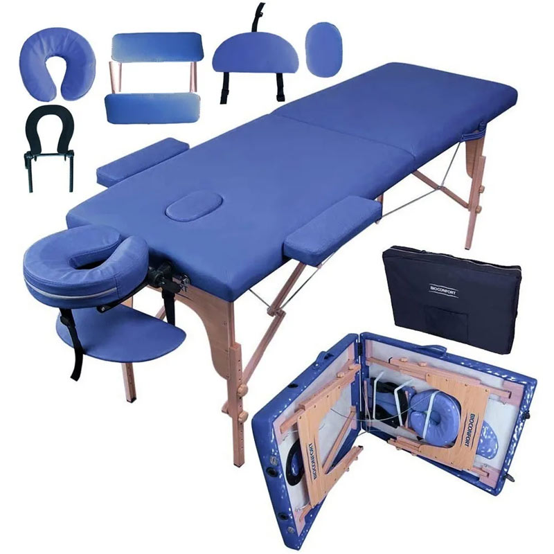 Cama De Masaje Camilla Plegable 150 kg Reclinable Fisioterapia Faciales Spa Azul Nanofort