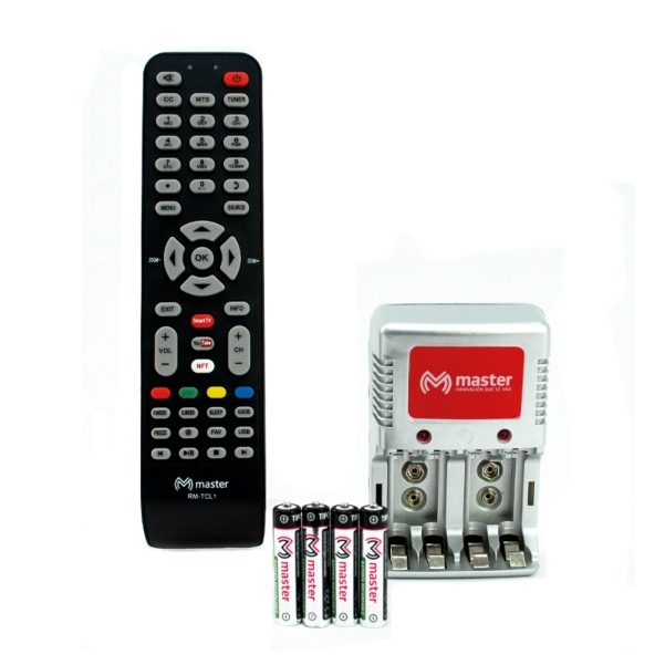 Kit de Control para Pantallas TCL + Cargador de Baterías + 4 Baterías Recargables AAA / Master / K-CCP04